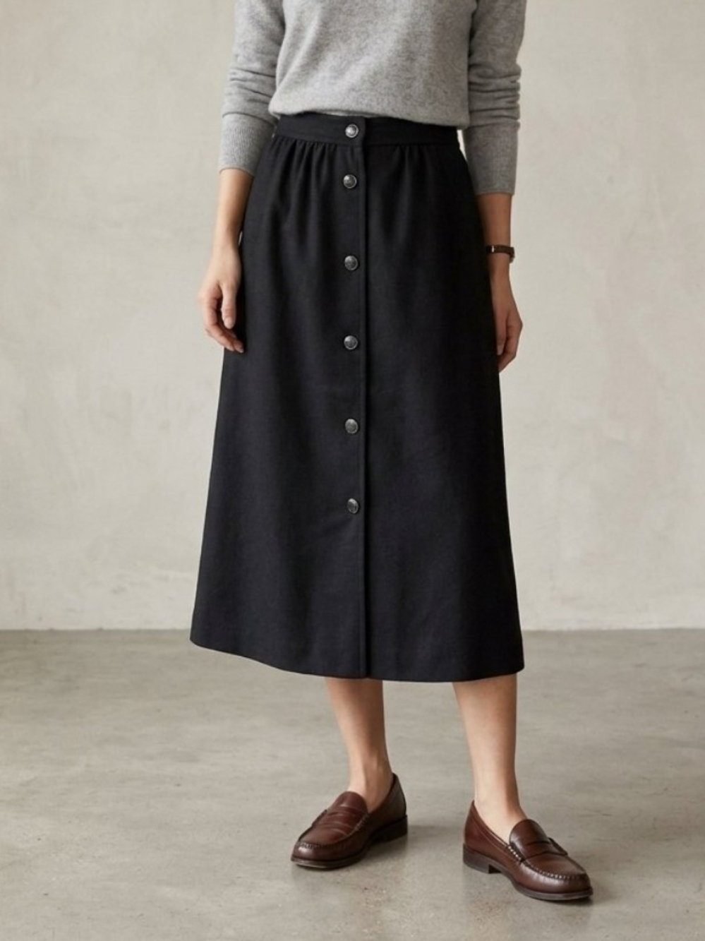 Vintage Gaytown Classic 70's High Quality Wool Black Tailored Skirt